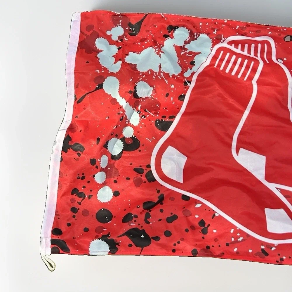 Boston Red Sox MLB Flag Banner Red Paint Splatter Logo Baseball Sports Decor‎